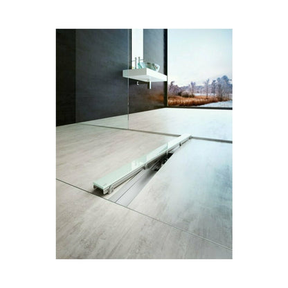 Shower Drain Set with White Glass Cover Alca Glass and APZ106 95 cm