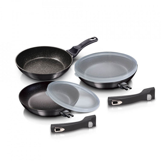 Комплект тигани с подвижна дръжка (5 части) Metallic Line Carbon Pro Edition BerlingerHaus BH 7055