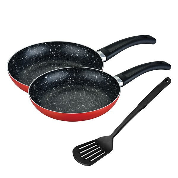 Комплект тигани Muhler MR-2824S с шпатула 24x4,5 cm, 28x5 cm, червен 1003590