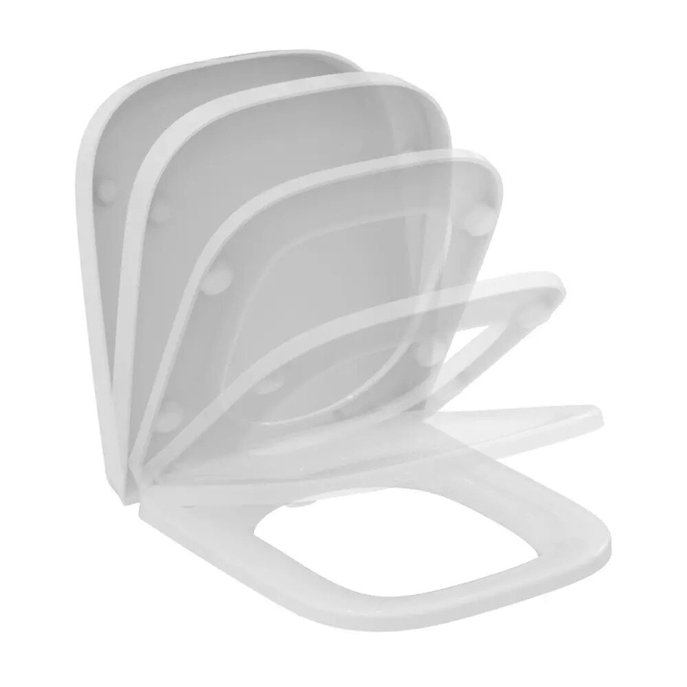 Комплект тоалетна чиния на под Ideal Standard i.life S Compact rimless с ъглов резервоар и нормално затваряне - бял гланц