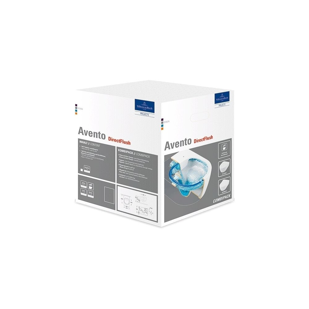 Villeroy&Boch Avento Direct Flush Wall-Hung Toilet and Bidet Set with Slim Soft Close Seat