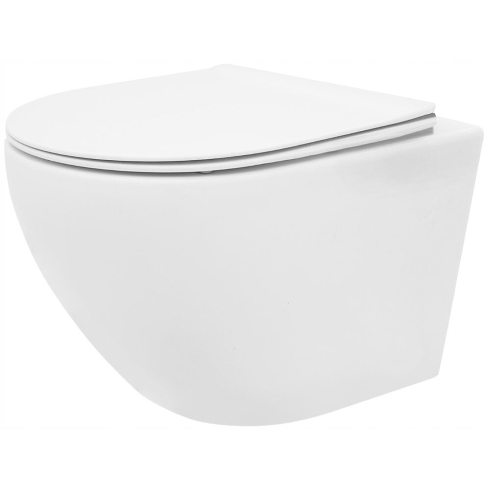 Wall-Hung Toilet and Bidet Set Rea Carlo Mini Rimless with Soft-Close Seat