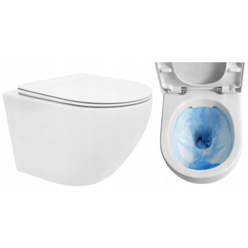 Wall-Hung Toilet and Bidet Set Rea Carlo Mini Rimless with Soft-Close Seat