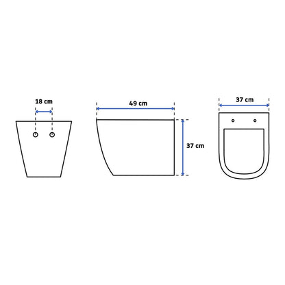 Wall-Hung Toilet and Bidet Set Rea Carlo Mini Rimless with Soft-Close Seat
