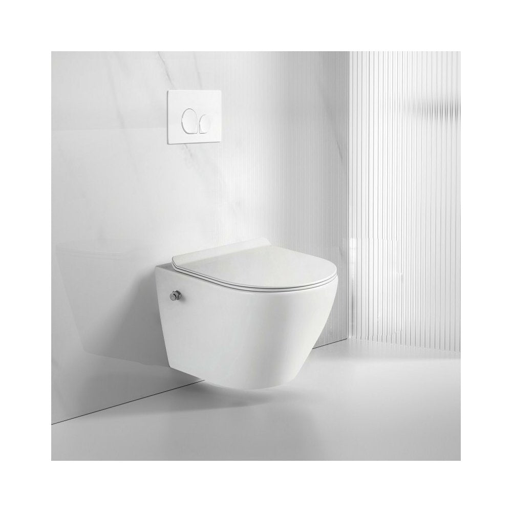 Сет тоалетна чиния с функция биде Inter Ceramic Rimless с тънко бяло капаче