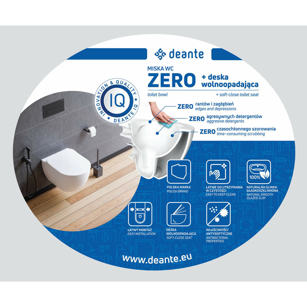 Deante Peonia Zero Wall-Hung Toilet Set with Softclose Seat White