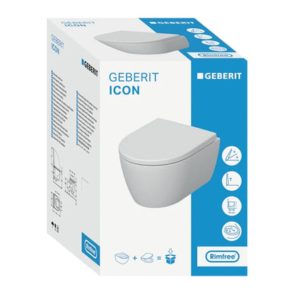 Комплект стенен WC Geberit iCon Rimfree с капак softclose в бяло матово.
