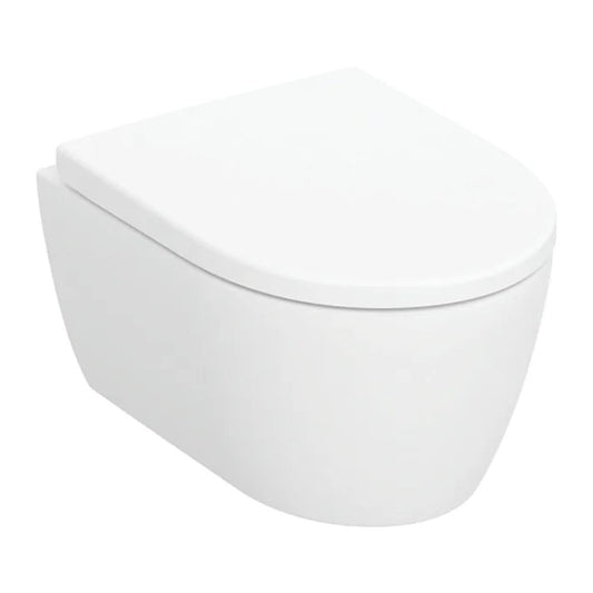 Комплект стенен WC Geberit iCon Rimfree с капак softclose в бяло матово.