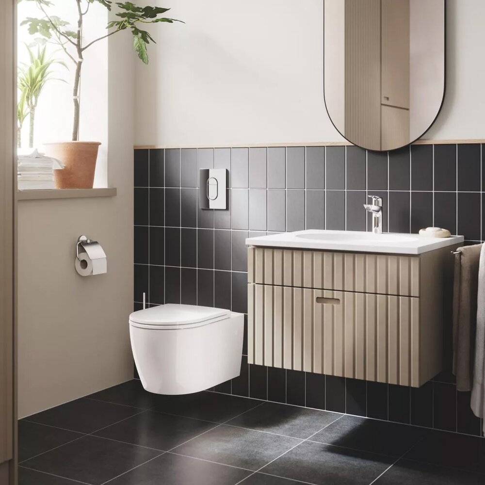 Комплект стенен тоалетен чиния Grohe Bau Ceramic Rimless бял гланц с капак softclose