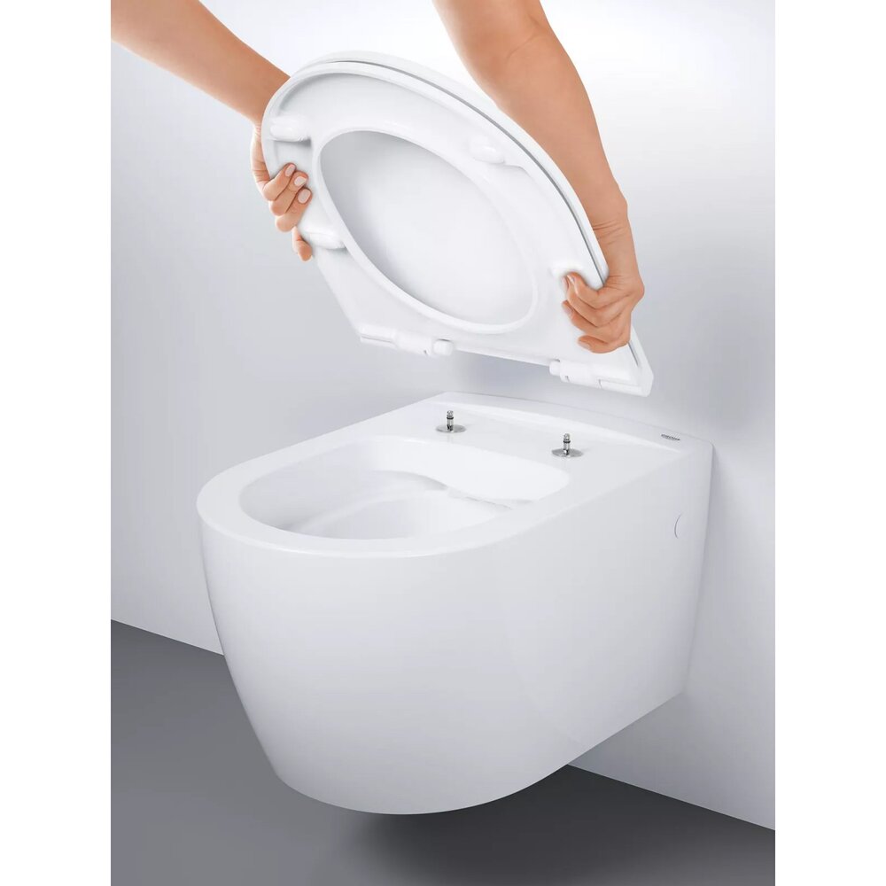 Комплект стенен тоалетен чиния Grohe Bau Ceramic Rimless бял гланц с капак softclose