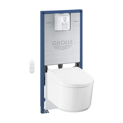 Комплект за окачено WC Grohe Sensia Rimless с електрическа биде функция, бял гланц, резервоар Rapid SLX и капак softclose