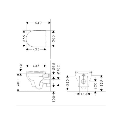 Комплект за стенен монтаж WC Hansgrohe GladeLake S AquaChannel Flush с капак с нормално затваряне
