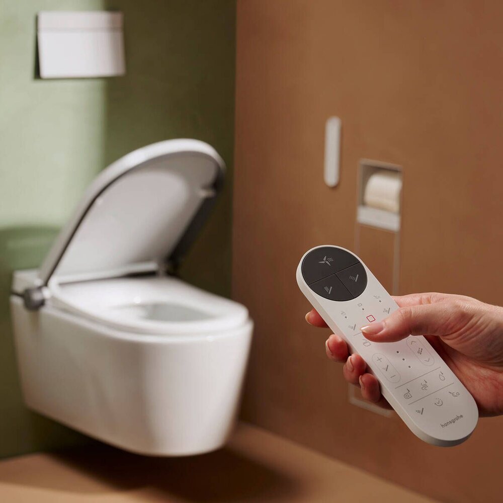 Сет за стенен тоалетен чиния Hansgrohe LavaPura Element S с функция биде бяло и комплект за свързване на вода