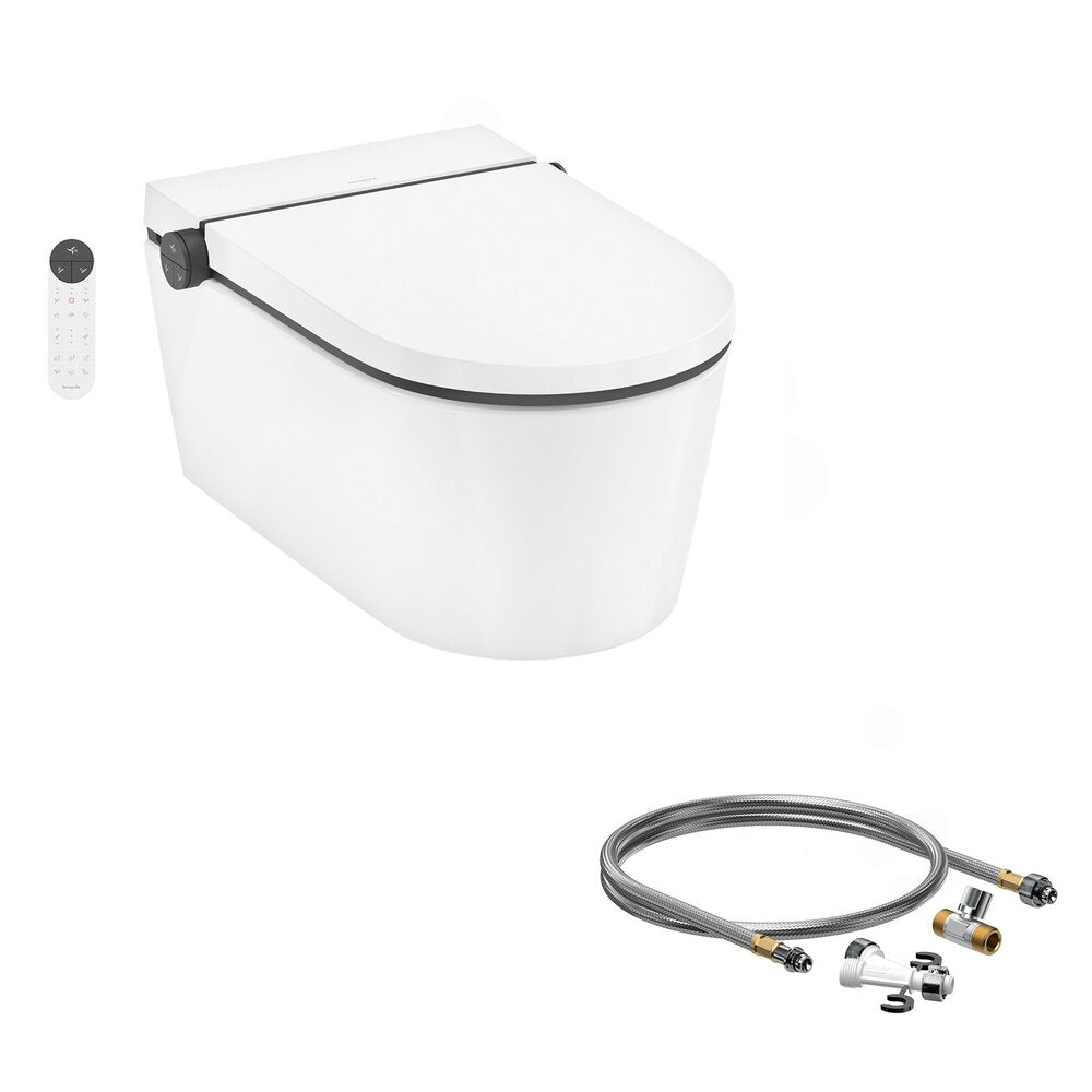 Сет за стенен тоалетен чиния Hansgrohe LavaPura Element S с функция биде бяло и комплект за свързване на вода