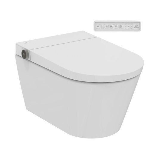 Сет за стенен тоалет Ideal Standard i.life E RimLS с функция за електрическа биде и капак SoftClose бял гланц