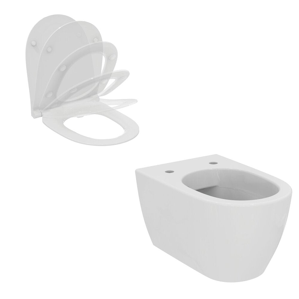 Сет тоалетна чиния Ideal Standard I.life O HydroTwist с капак softclose бял