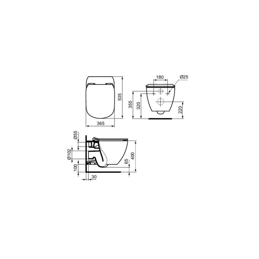 Комплект стенен WC Ideal Standard Tesi AquaBlade с капак softclose, клапа и резервоар Geberit Duofix Delta