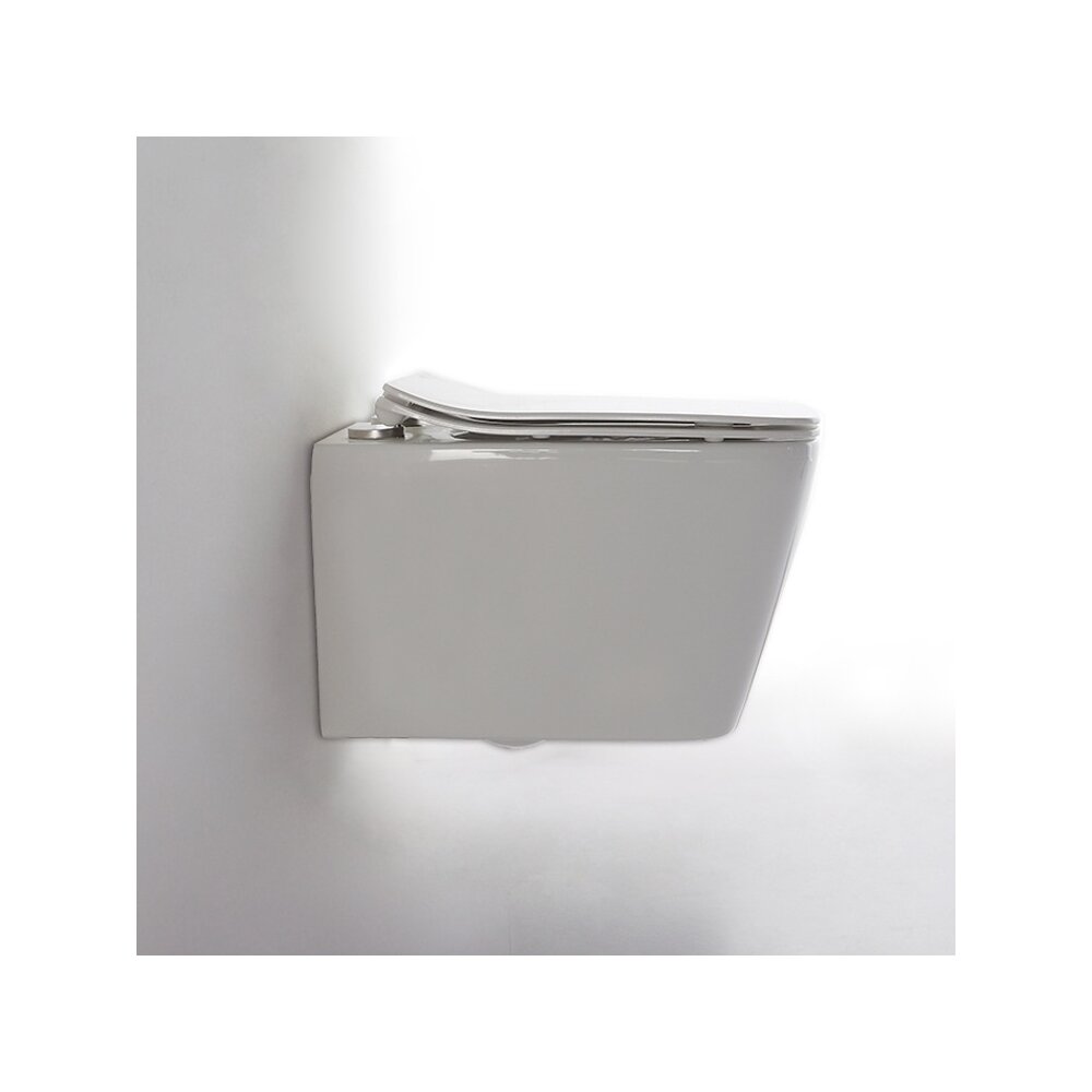 Inter Ceramic Rimless Wall-Hung Toilet Set Matte White with Soft Close Lid