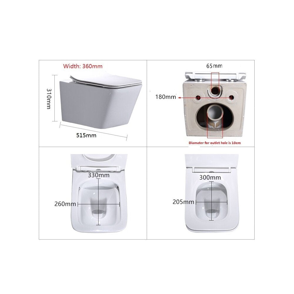 Inter Ceramic Rimless Wall-Hung Toilet Set Matte Blue with Soft Close Lid