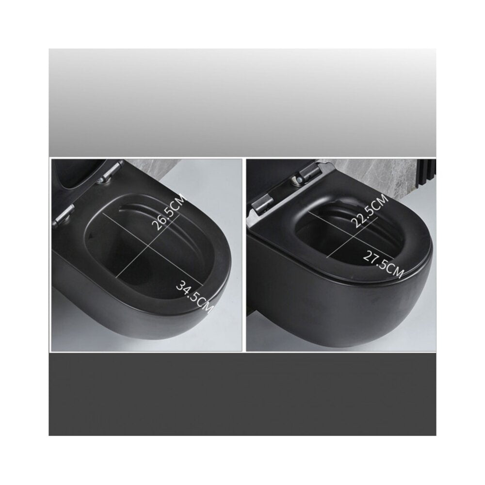Сет за висяща тоалетна Inter Ceramic Rimless с тънък капак softclose черен гланц