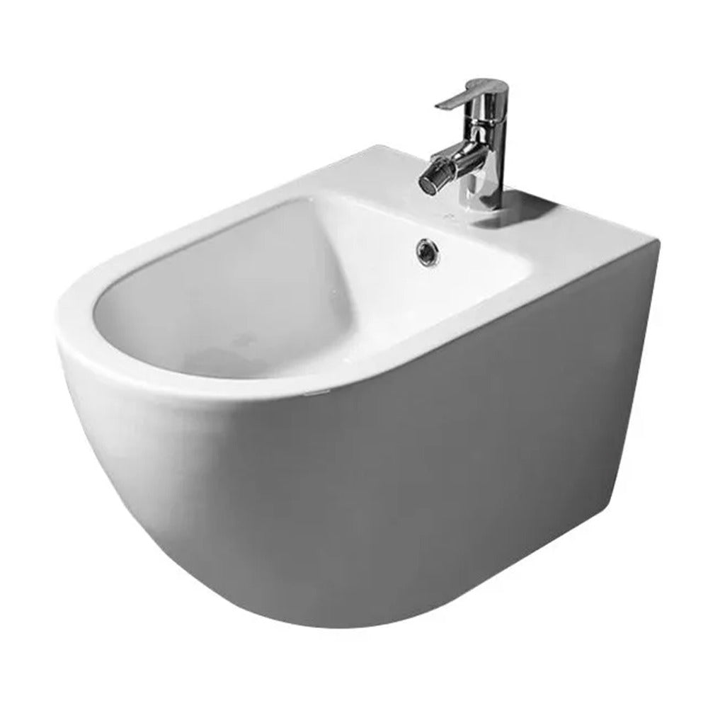 Rea Carlo Mini Wall-Mounted Toilet Set with Soft-Close Seat and White Bidet