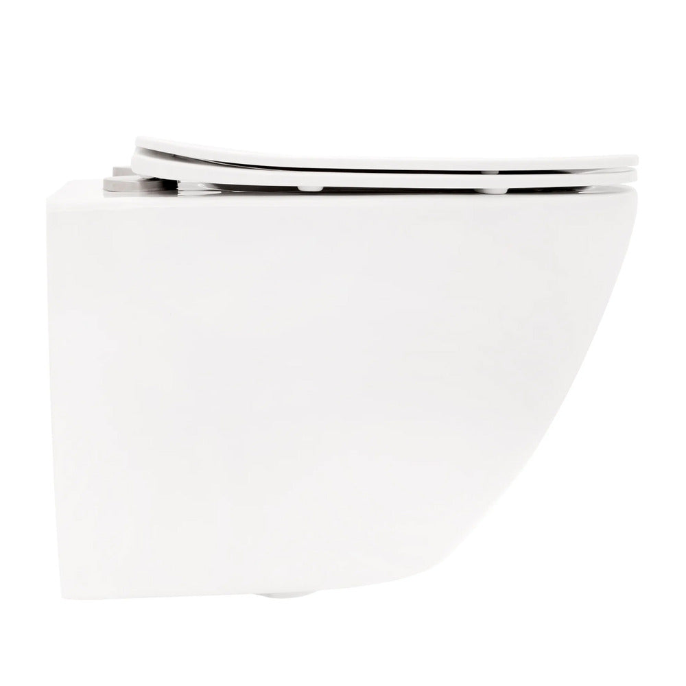 Rea Carlo Mini Wall-Mounted Toilet Set with Soft-Close Seat and White Bidet