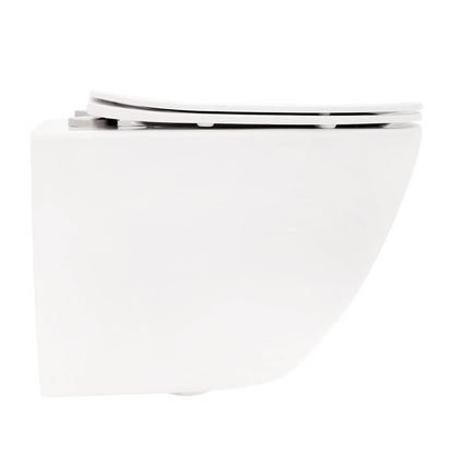 Rea Carlo Mini Wall-Mounted Toilet Set with Soft-Close Seat and White Bidet