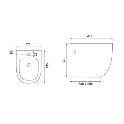 Rea Carlo Mini Wall-Mounted Toilet Set with Soft-Close Seat and White Bidet