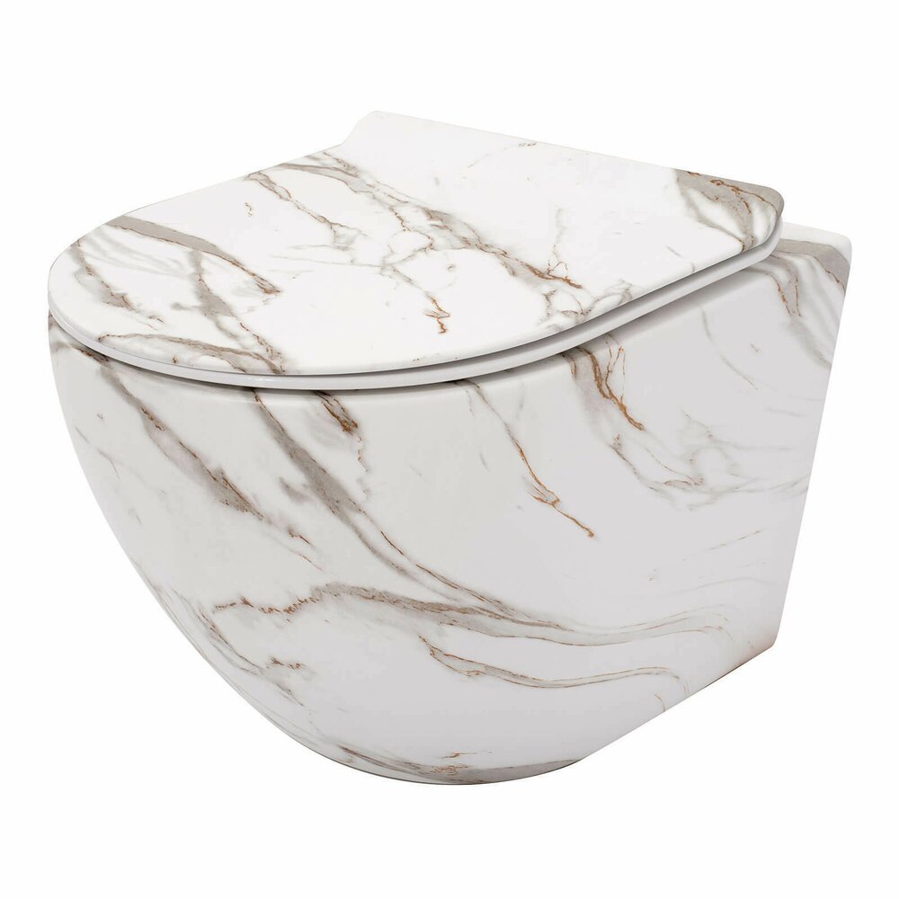 Rea Carlos Rimless Wall-Hung Toilet Set with Soft-Close Seat