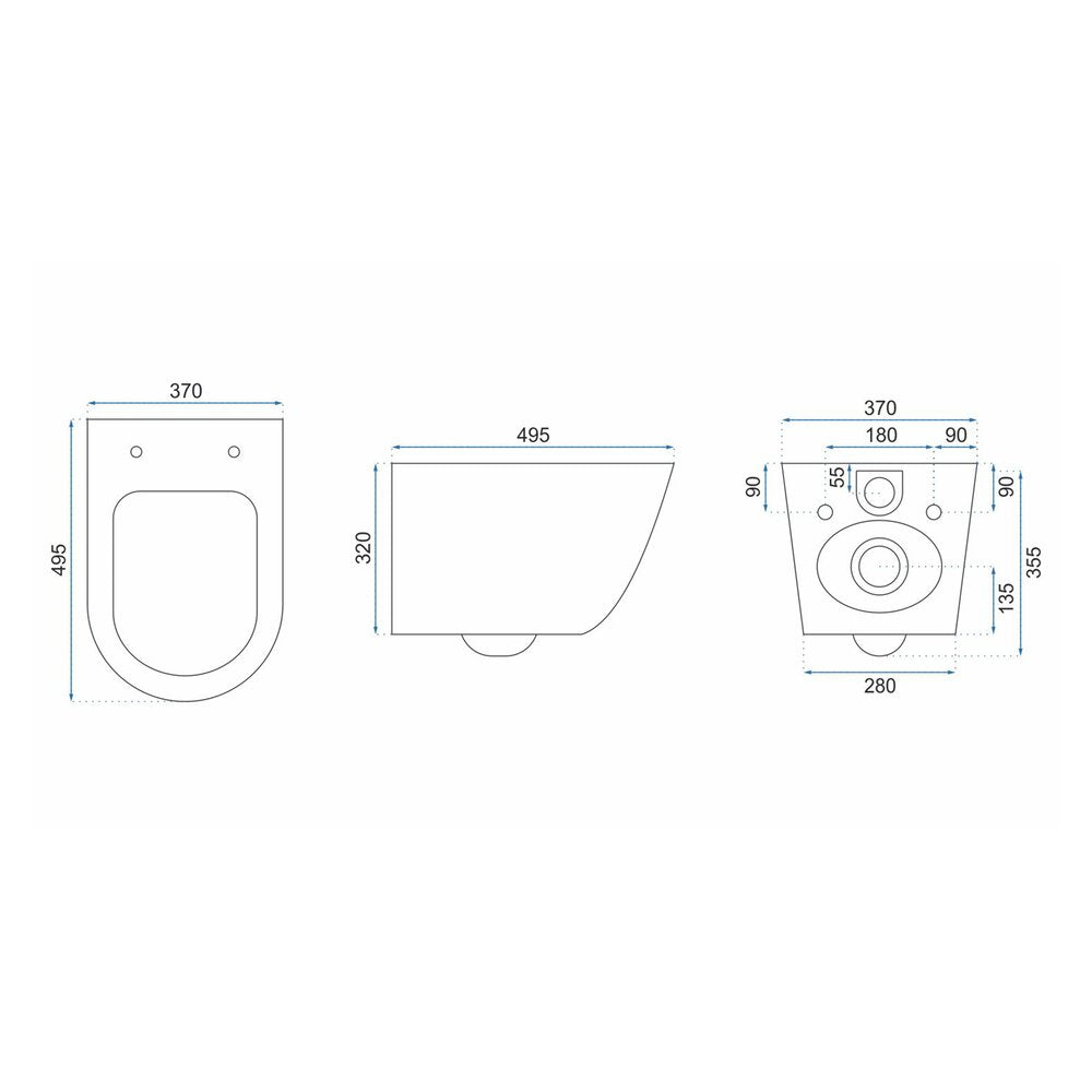 Rea Carlos Rimless Wall-Hung Toilet Set with Soft-Close Seat