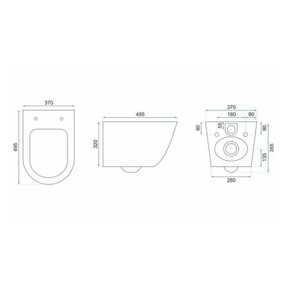 Rea Carlos Rimless Wall-Hung Toilet Set with Soft-Close Seat
