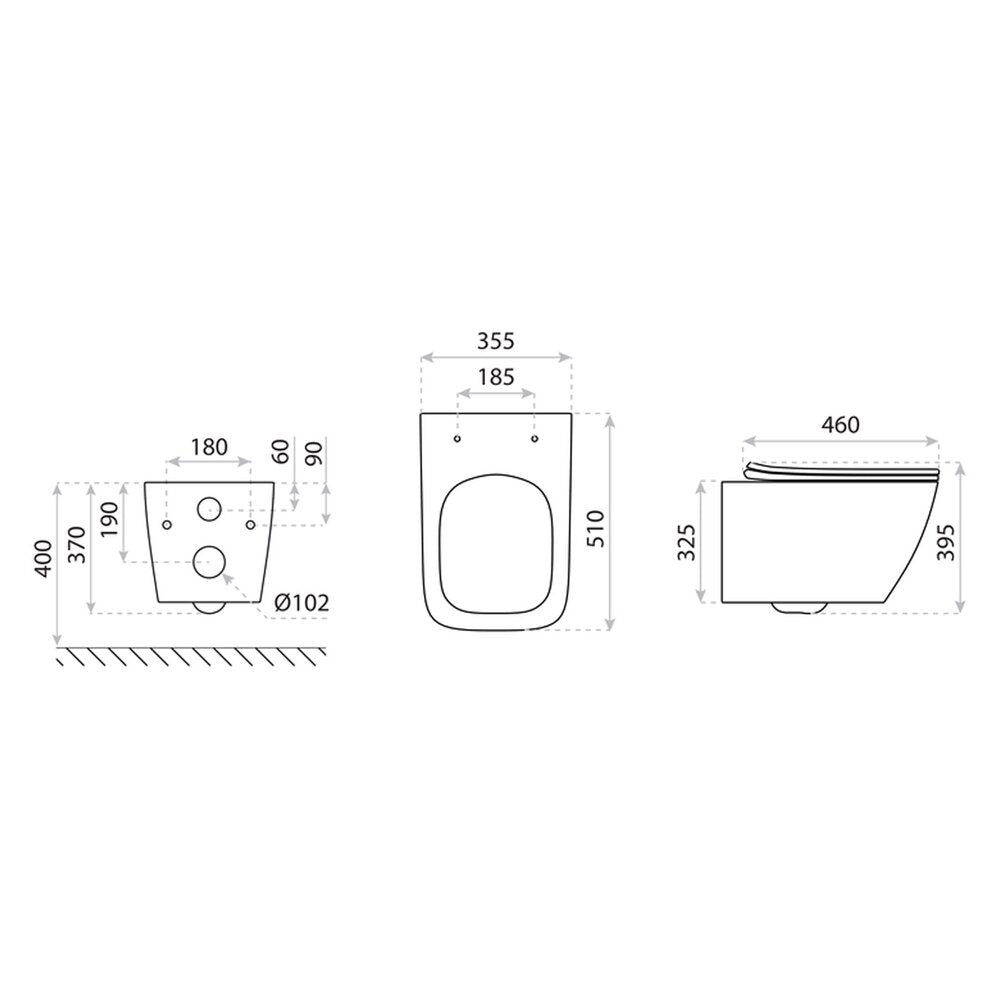 Комплект за окачен тоалетен чиния Rune Dagny Rimless черен мат и капак slim softclose