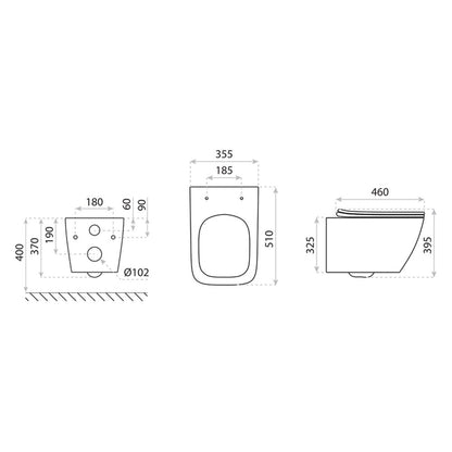 Комплект за окачен тоалетен чиния Rune Dagny Rimless черен мат и капак slim softclose