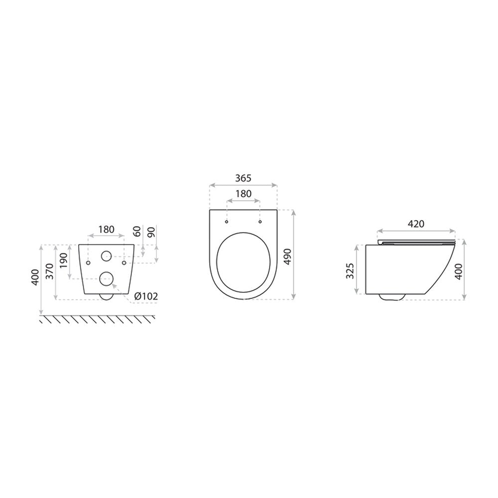 Сет за окачено WC Rune Geri Rimless бял и капак slim softclose