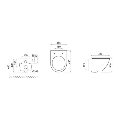 Сет за окачено WC Rune Geri Rimless бял и капак slim softclose