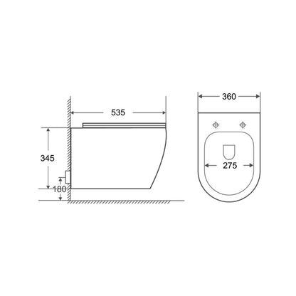 Сет тоалетна чиния Rune Ivaldi Grande rimless черна с капак softclose