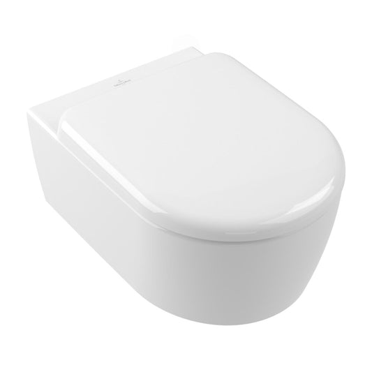 Сет за окачен тоалетен чиния Villeroy&Boch Skyla Combi-Pack Rimless TwistFlush с капак softclose бял Alpin CeramicPlus