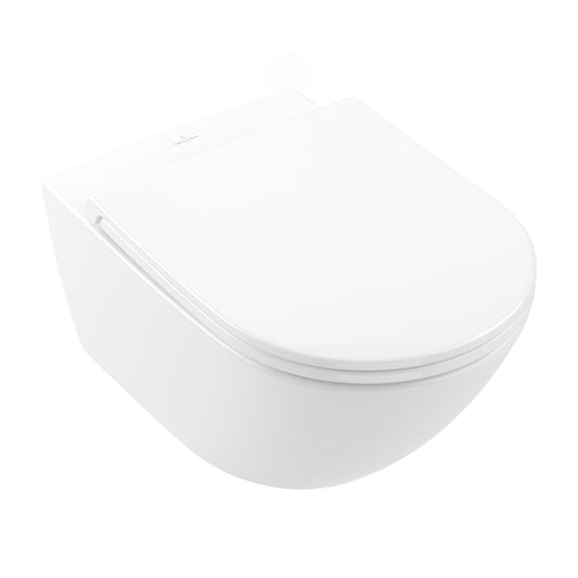 Сет за стенен тоалетен чиния Villeroy&Boch Universo TwistFlush Rimless с капак softclose бял Alpin CeramicPlus