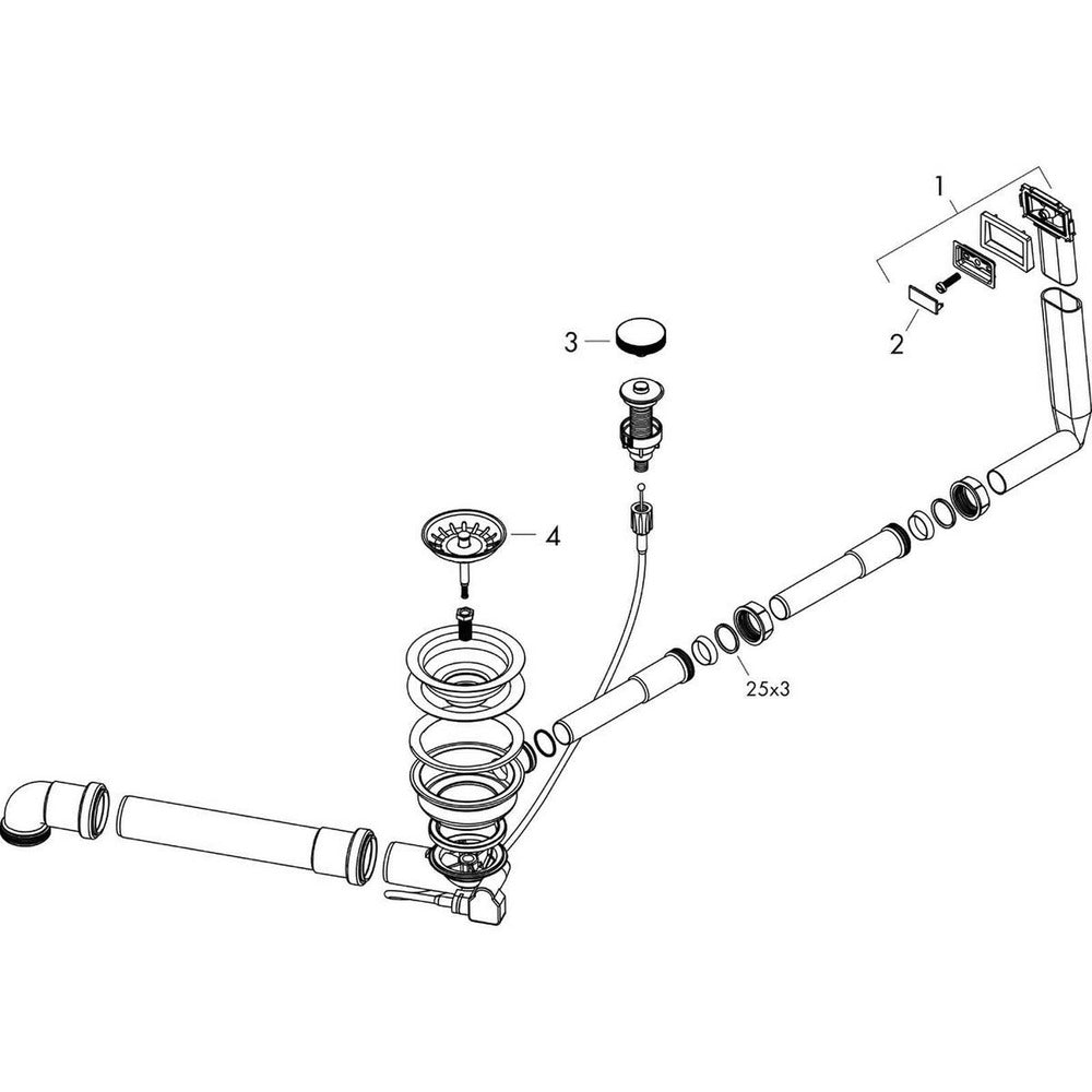 Automatic siphon Hansgrohe D14-11 for granite sink with one bowl
