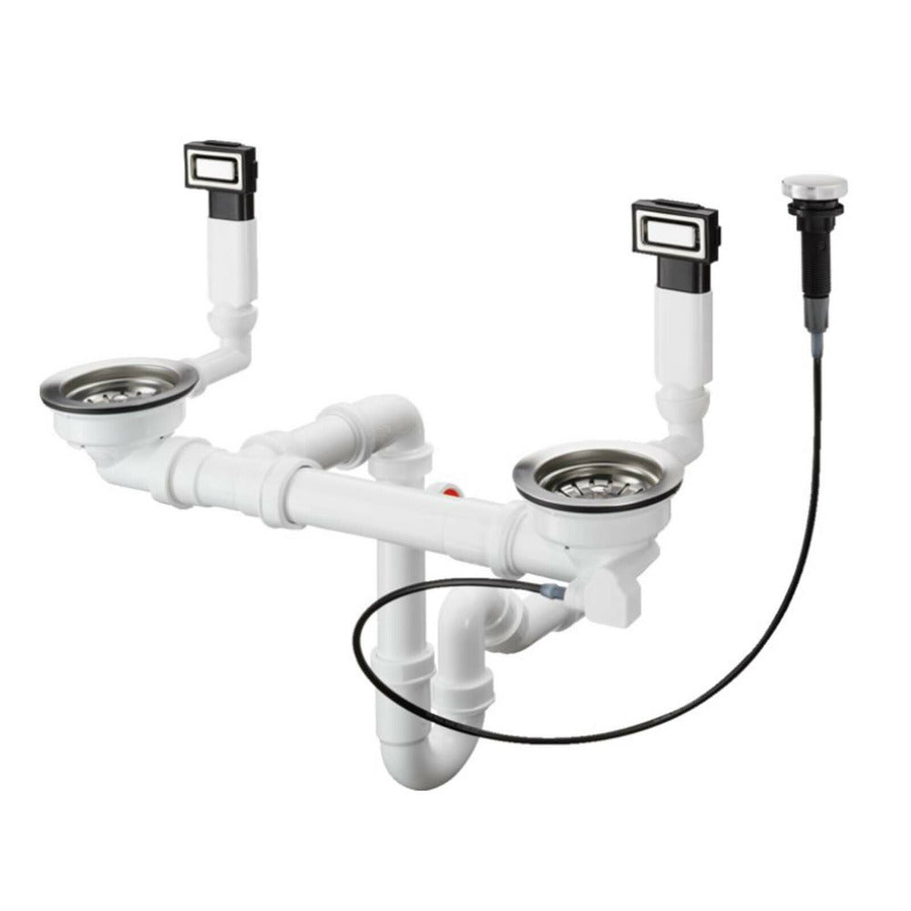Автоматичен сифониращ механизъм Hansgrohe D15-11 за мивка от гранит с две чаши