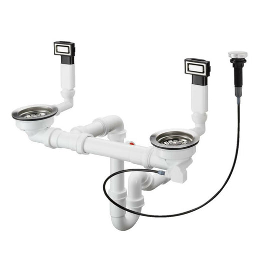Автоматичен сифониращ механизъм Hansgrohe D15-11 за мивка от гранит с две чаши