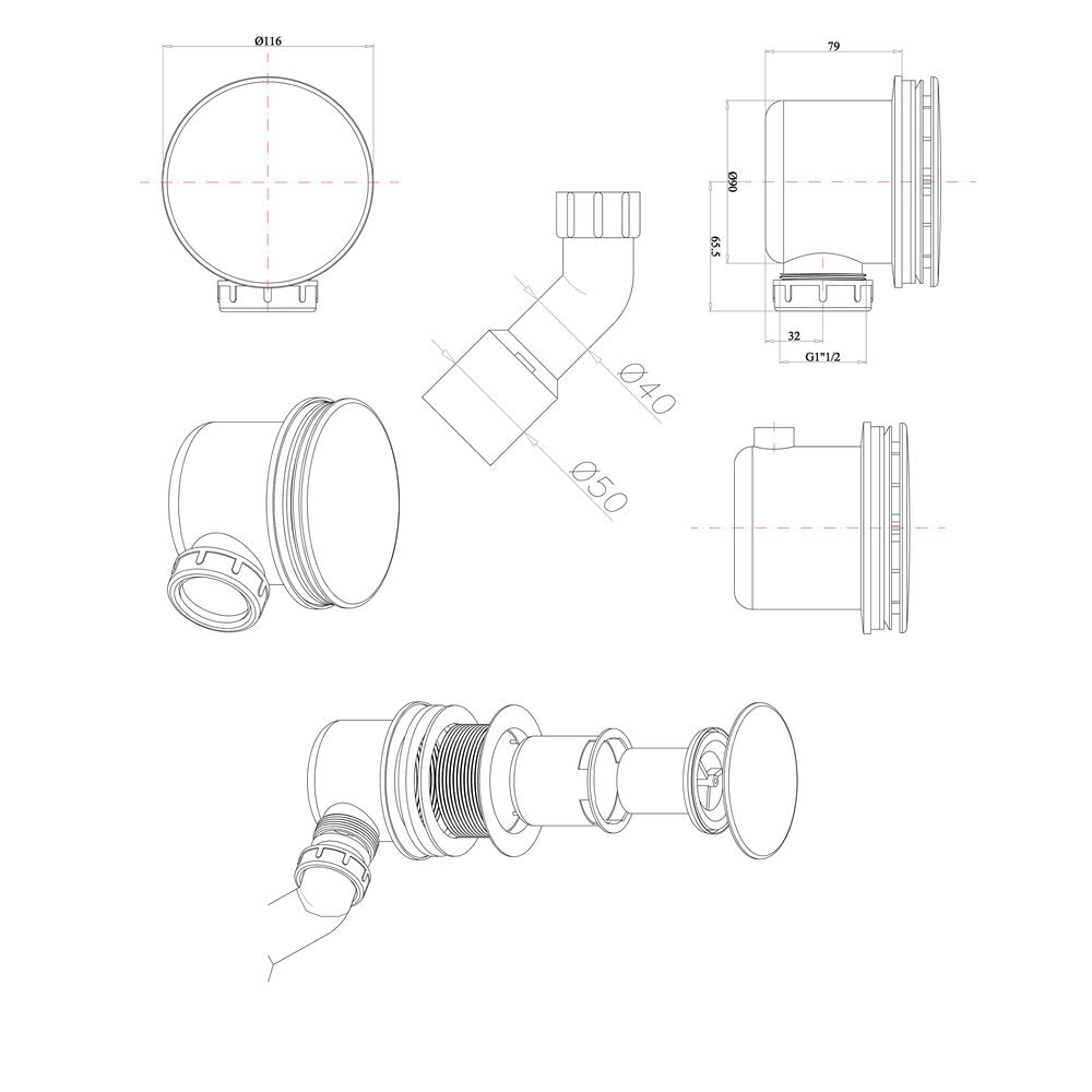 Siphon for Omnires Cgs shower tray