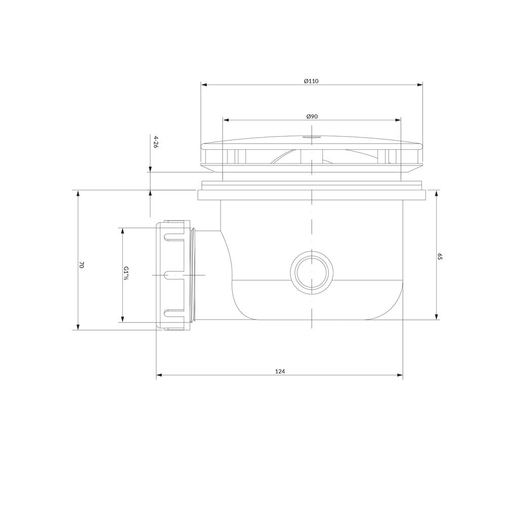 Siphon for Omnires Cgs matte black shower tray