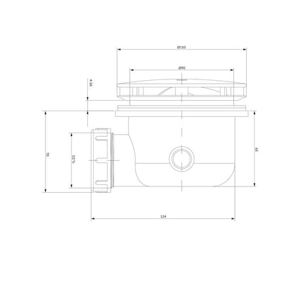Siphon for Omnires Cgs matte black shower tray