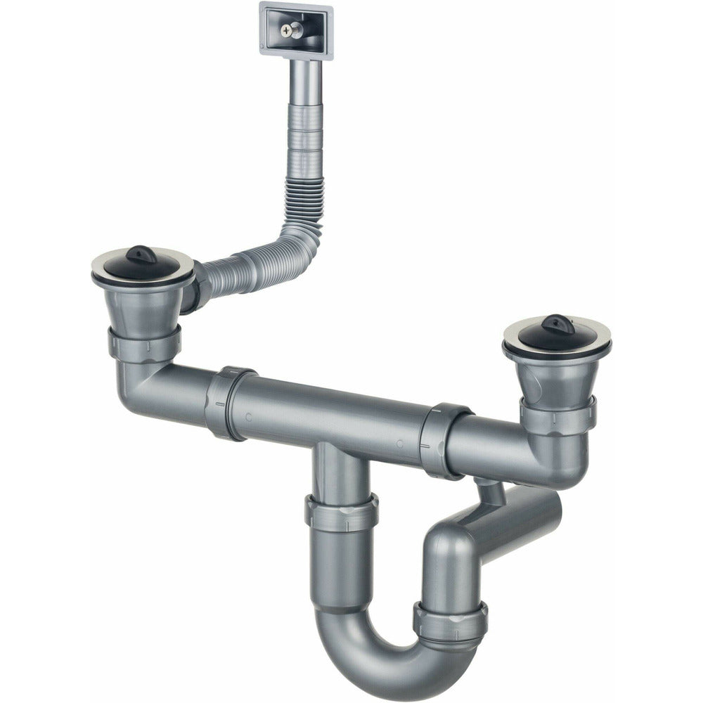 Deante Sink Trap for 2 Bowls Stainless Steel