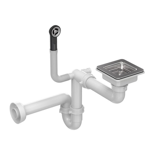Quadron Unique Square Drain Cover Siphon in Stainless Steel Finish for Granite Sinks 1 Bowl