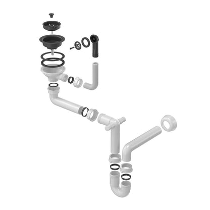 Siphon with Drain Cover Quadron Unique Carbon Black for Granite Sinks 1 Bowl