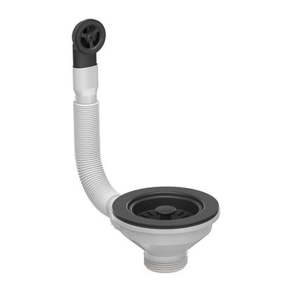 Siphon with Drain Cover Quadron Unique Carbon Black for Granite Sinks 2 Bowls