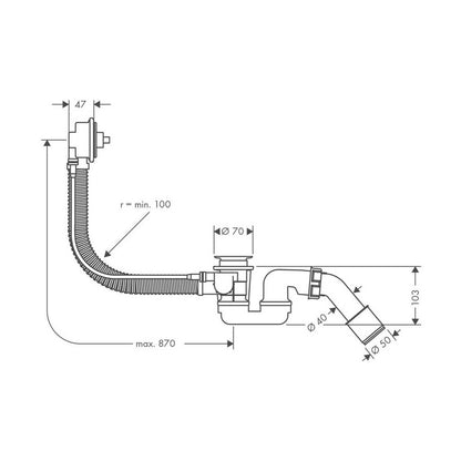 Hansgrohe Flexaplus Bathtub Drain with Overflow Chrome