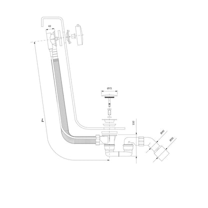 Siphon with overflow for Omnires Cgs chrome bathtub
